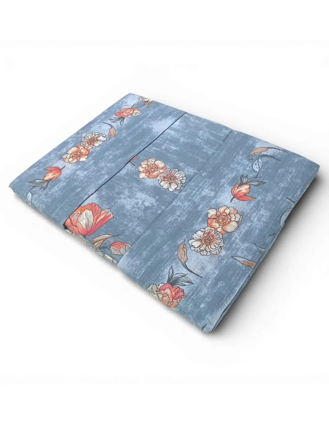 Completo Lenzuola Matrimoniale MAXI Fior di Perla Azzurro 100% Cotone – Fantasia Floreale, Sotto con Angoli