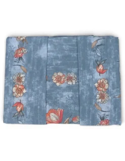 Completo Lenzuola Matrimoniale MAXI Fior di Perla Azzurro 100% Cotone – Fantasia Floreale, Sotto con Angoli