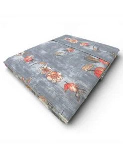 Completo Lenzuola Matrimoniale MAXI Fior di Perla Grigio 100% Cotone – Fantasia Floreale, Sotto con Angoli