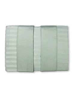 Completo Lenzuola Matrimoniali Cotone Verde Salvia Levante, Set Lenzuola Letto Matrimoniale, Raso Puro Cotone Rigato