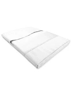 Completo Lenzuola Matrimoniali Cotone Bianco Levante, Set Lenzuola Letto Matrimoniale, Raso Puro Cotone Rigato