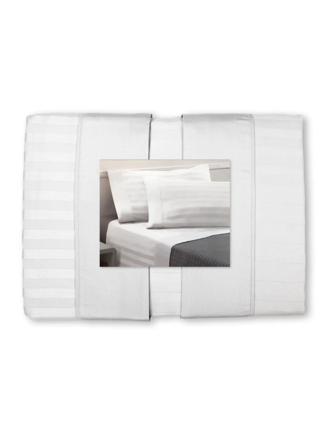 Completo Lenzuola Matrimoniali Cotone Bianco Levante, Set Lenzuola Letto Matrimoniale, Raso Puro Cotone Rigato
