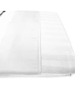 Completo Lenzuola Matrimoniali Cotone Bianco Levante, Set Lenzuola Letto Matrimoniale, Raso Puro Cotone Rigato