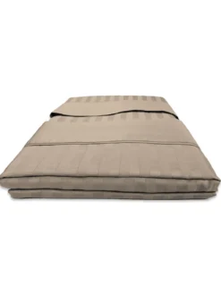 Completo Lenzuola Matrimoniali Cotone Tortora Levante, Set Lenzuola Letto Matrimoniale, Raso Puro Cotone Rigato