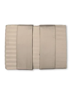 Completo Lenzuola Matrimoniali Cotone Tortora Levante, Set Lenzuola Letto Matrimoniale, Raso Puro Cotone Rigato