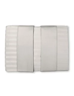 Completo Lenzuola Matrimoniali Cotone Grigio Chiaro Levante, Set Lenzuola Letto Matrimoniale, Raso Puro Cotone Rigato