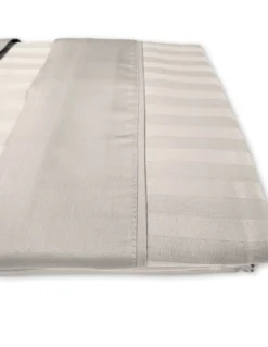 Completo Lenzuola Matrimoniali Cotone Grigio Chiaro Levante, Set Lenzuola Letto Matrimoniale, Raso Puro Cotone Rigato