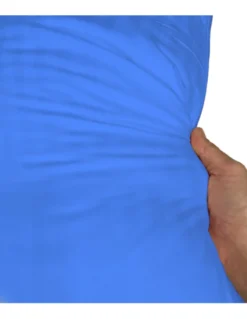 Completo Lenzuola Matrimoniale in Microfibra, Azzurro, Rasatello Rigato, No Stiro, 2 Piazze