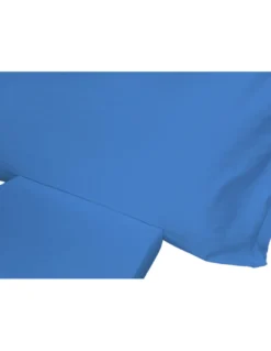 Completo Lenzuola Matrimoniale in Microfibra, Azzurro, Rasatello Rigato, No Stiro, 2 Piazze