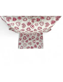 Completo Lenzuola Miros Cuore - Biancheria Letto Tirolese Cotone 100% - Cuori Rossi Made in Italy