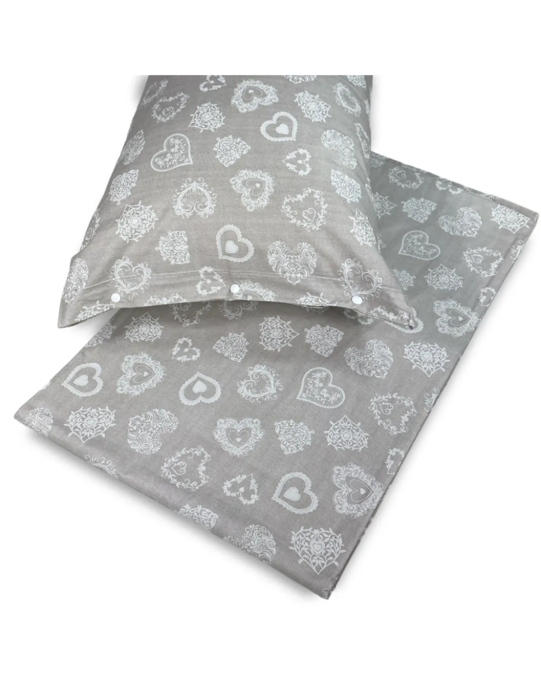 COMPLETO lenzuola MIROS cuore BIANCO in puro cotone stile TIROLESE