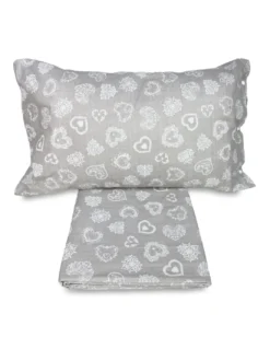COMPLETO lenzuola MIROS cuore BIANCO in puro cotone stile TIROLESE