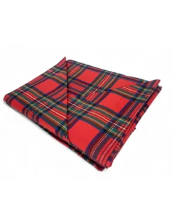 Completo Lenzuola Scozzese Tartan Rosso - Set Letto 100% Cotone Naturale - Caldo, Traspirante, Made in Italy