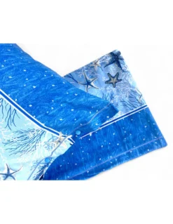 Completo Lenzuola Stelle Marine Blu – Motivo Coralli e Stelle – 100% Cotone – Made in Italy, Lavabile