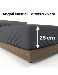 Completo Lenzuola Strong Grigio Piombo 100% Cotone, Set Letto Tinta Unita Lavabile, Morbido, Confortevole, Made in Italy
