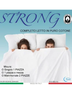Completo Lenzuola Strong Grigio Piombo 100% Cotone, Set Letto Tinta Unita Lavabile, Morbido, Confortevole, Made in Italy