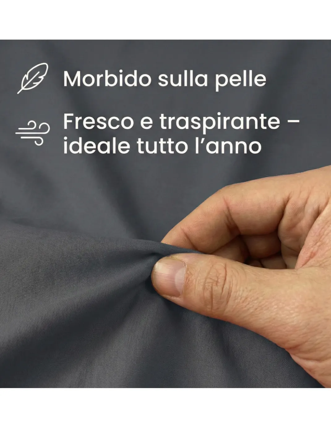 Completo Lenzuola Strong Grigio Piombo 100% Cotone, Set Letto Tinta Unita Lavabile, Morbido, Confortevole, Made in Italy