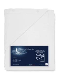 Completo Lenzuolo Invernale Flanella Tinta Unita Bianco – 100% Cotone Felpato, Anti-Pilling, Caldo & Morbido, Made in Italy