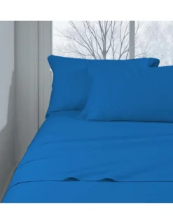 Completo Lenzuolo Invernale Flanella Tinta Unita Bluette – 100% Cotone Felpato, Anti-Pilling, Caldo & Morbido, Made in Italy