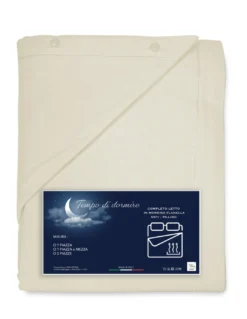 Completo Lenzuolo Invernale Flanella Tinta Unita Panna – 100% Cotone Felpato, Anti-Pilling, Caldo & Morbido, Made in Italy