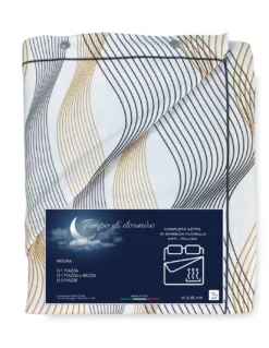 COMPLETO lenzuolo Invernale Felpate in FLANELLA Anti-Pilling CURVE Oro in Puro Cotone