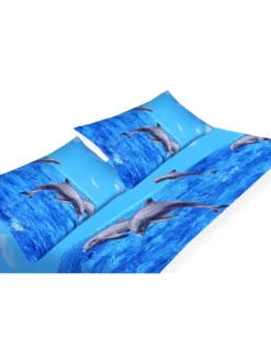 COMPLETO lenzuolo LENZUOLA Natura MARE DELFINI con federa Arredo