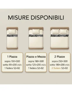 Completo LENZUOLO Lenzuola ZEBRATO Bianco e Nero SEXI in Puro cotone Made in Italy