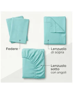COMPLETO lenzuolo STRONG LENZUOLA tinta unita VERDINO puro COTONE Made in Italy