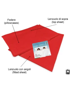 COMPLETO lenzuolo STRONG LENZUOLA tinta unita ROSSO puro COTONE Made in Italy