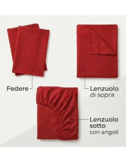 COMPLETO lenzuolo STRONG LENZUOLA tinta unita BORDEAUX puro COTONE Made in Italy