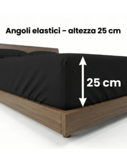 COMPLETO lenzuolo STRONG LENZUOLA tinta unita NERO puro COTONE Made in Italy