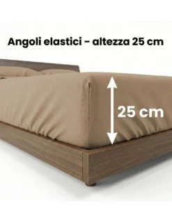 COMPLETO lenzuolo STRONG LENZUOLA tinta unita NOCCIOLA puro COTONE Made in Italy