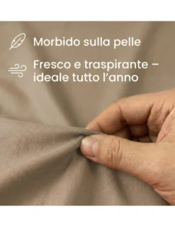 COMPLETO lenzuolo STRONG LENZUOLA tinta unita NOCCIOLA puro COTONE Made in Italy