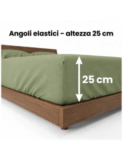 COMPLETO lenzuolo STRONG LENZUOLA tinta unita VERDE PRATERIA puro COTONE Made in Italy