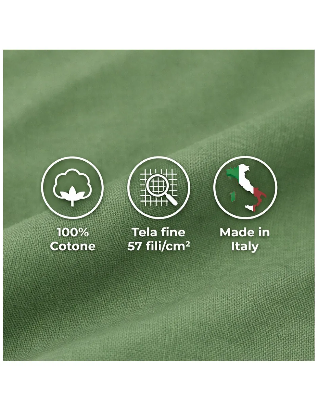 COMPLETO lenzuolo STRONG LENZUOLA tinta unita VERDE PRATERIA puro COTONE Made in Italy