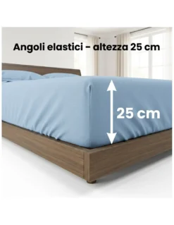 COMPLETO lenzuolo STRONG LENZUOLA tinta unita AZZURRO puro COTONE Made in Italy