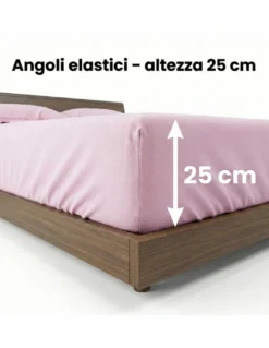 COMPLETO lenzuolo STRONG LENZUOLA tinta unita ROSA puro COTONE Made in Italy