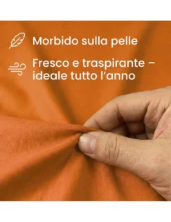 COMPLETO lenzuolo STRONG LENZUOLA tinta unita ARANCIO puro COTONE Made in Italy