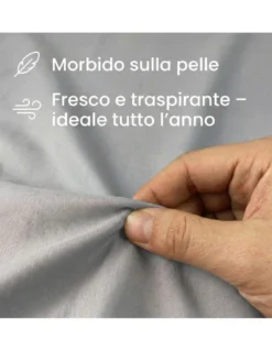 COMPLETO lenzuolo STRONG LENZUOLA tinta unita GRIGIO puro COTONE Made in Italy