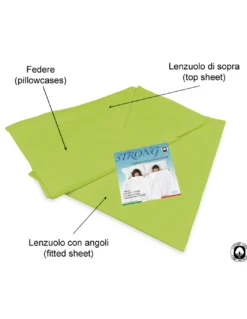 COMPLETO lenzuolo STRONG LENZUOLA tinta unita VERDE ACIDO puro COTONE Made in Italy