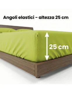 COMPLETO lenzuolo STRONG LENZUOLA tinta unita VERDE ACIDO puro COTONE Made in Italy