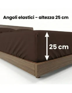 COMPLETO lenzuolo STRONG LENZUOLA tinta unita MARRONE puro COTONE Made in Italy