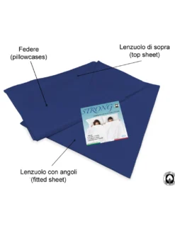 COMPLETO lenzuolo STRONG LENZUOLA tinta unita BLU SCURO puro COTONE Made in Italy