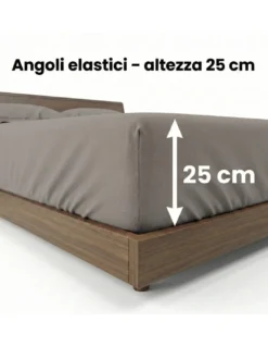 COMPLETO lenzuolo STRONG LENZUOLA tinta unita TORTORA puro COTONE Made in Italy