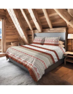 COMPLETO lenzuolo TIROLESE dis. Mezzenile in puro cotone Made in Italy