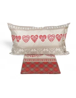 COMPLETO lenzuolo TIROLESE dis. Mezzenile in puro cotone Made in Italy