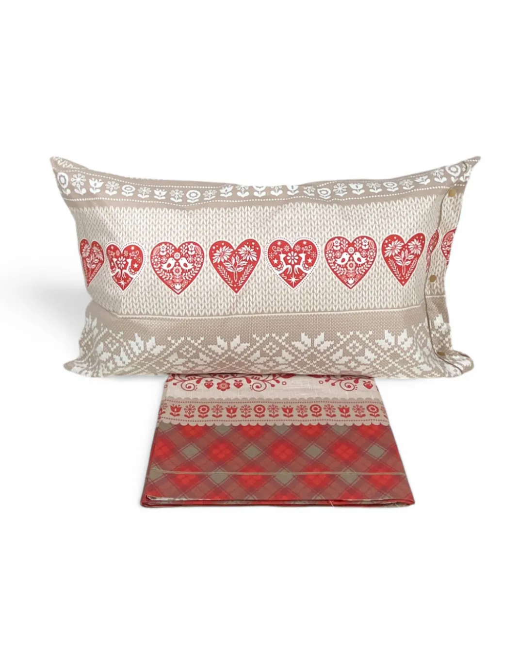COMPLETO lenzuolo TIROLESE dis. Mezzenile in puro cotone Made in Italy