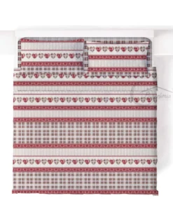 COMPLETO lenzuolo TIROLESE dis. BALME in puro cotone Made in Italy