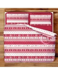 COMPLETO lenzuolo TIROLESE dis. TIROLO in puro cotone Made in Italy