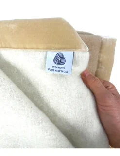 COPERTA BICOLOR in vera pura LANA vergine morbida e calda Beige